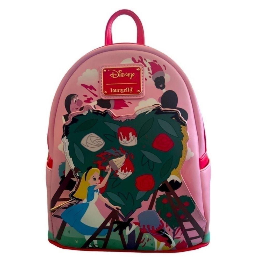Loungefly Disney Alice in Wonderland Roses in Bush Pink Mini Backpack NWT